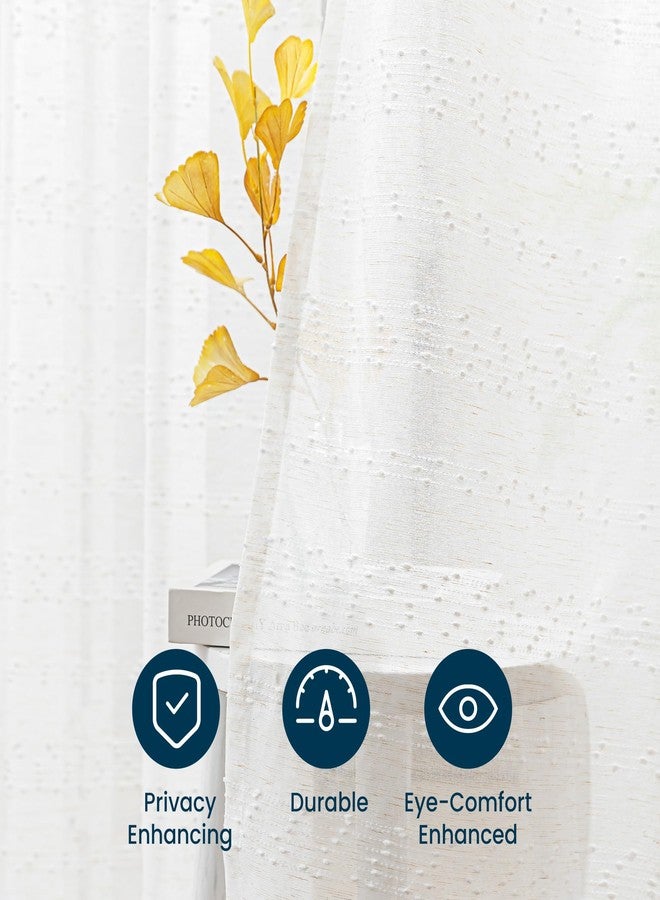 SLEEP ZONE ستائر شفافة من SLEEP ZONE بطول 95 بوصة، ستائر شبه شفافة من مزيج الكتان الريفي، قطعتان، ستائر نافذة لتصفية الضوء لغرفة المعيشة وغرفة النوم، 52 عرض × 95 طول، بيج - Image 4